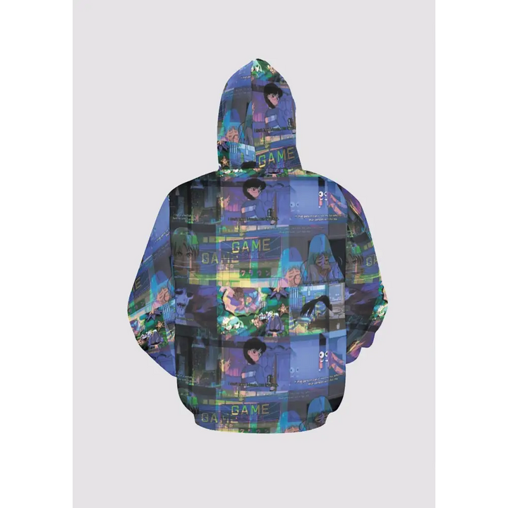 Y2k unisex classic cut hoodie with kangaroo pocket and full zip - all over print for men (h13)