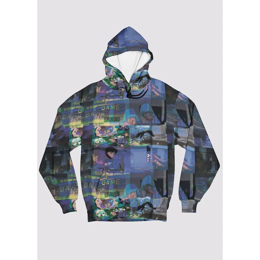 Anime vaporwave glitch hoodie - s - all over print for men (h13)