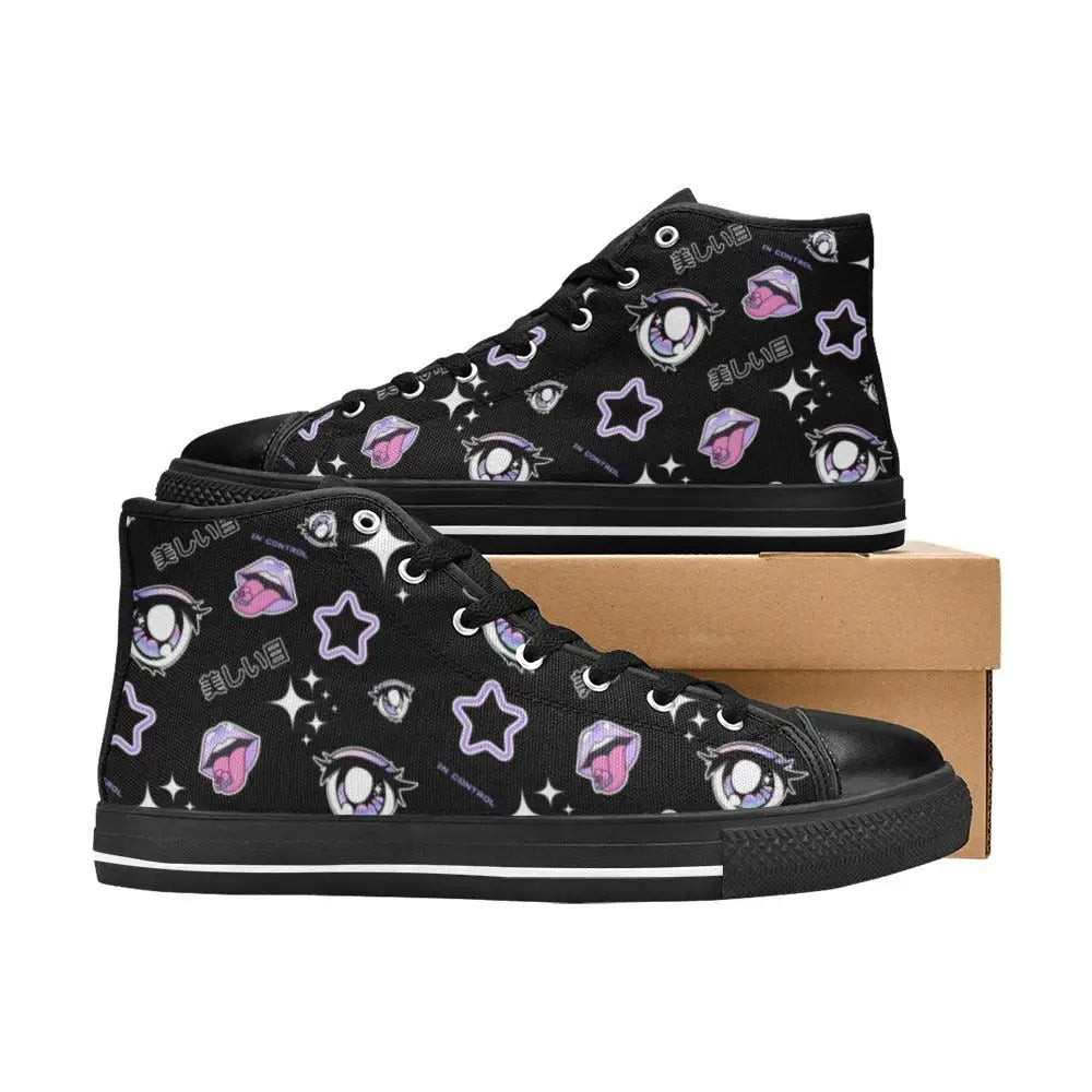 Anime y2k japanese graphic women’s sneakers - high top canvas shoes (017)