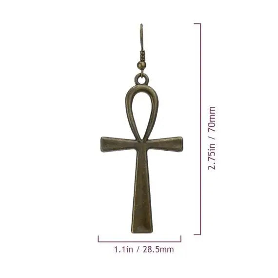 Egyptian ankh statement earrings in art deco y2k style - earrings