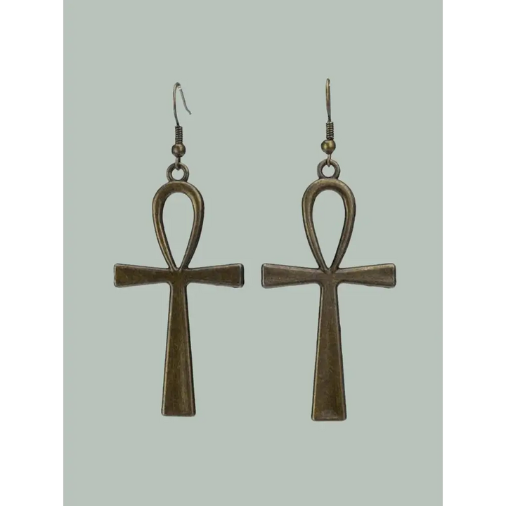 Egyptian ankh statement earrings in art deco y2k style - earrings