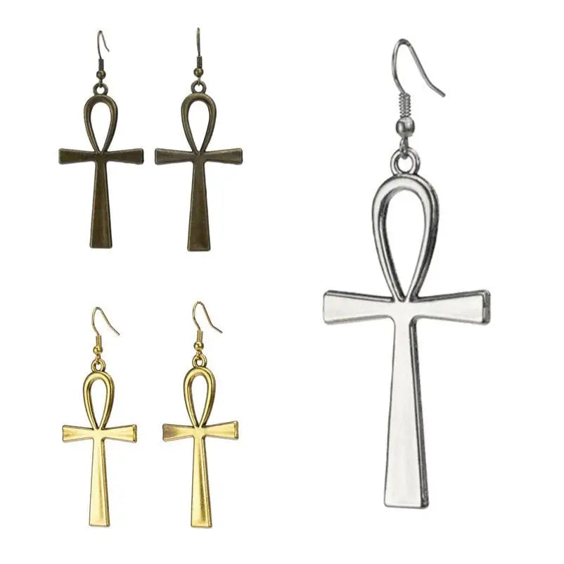 Egyptian ankh statement earrings in art deco y2k style - earrings