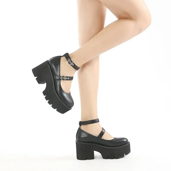 Soft leather mary janes with square heel and simple strap - women shoes