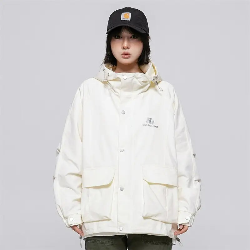Arctic outdoor windbreaker zip-up jacket y2k - beige / m - jackets