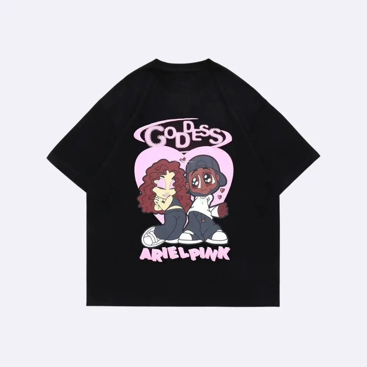 Ariel pink cute couple tee - black / s