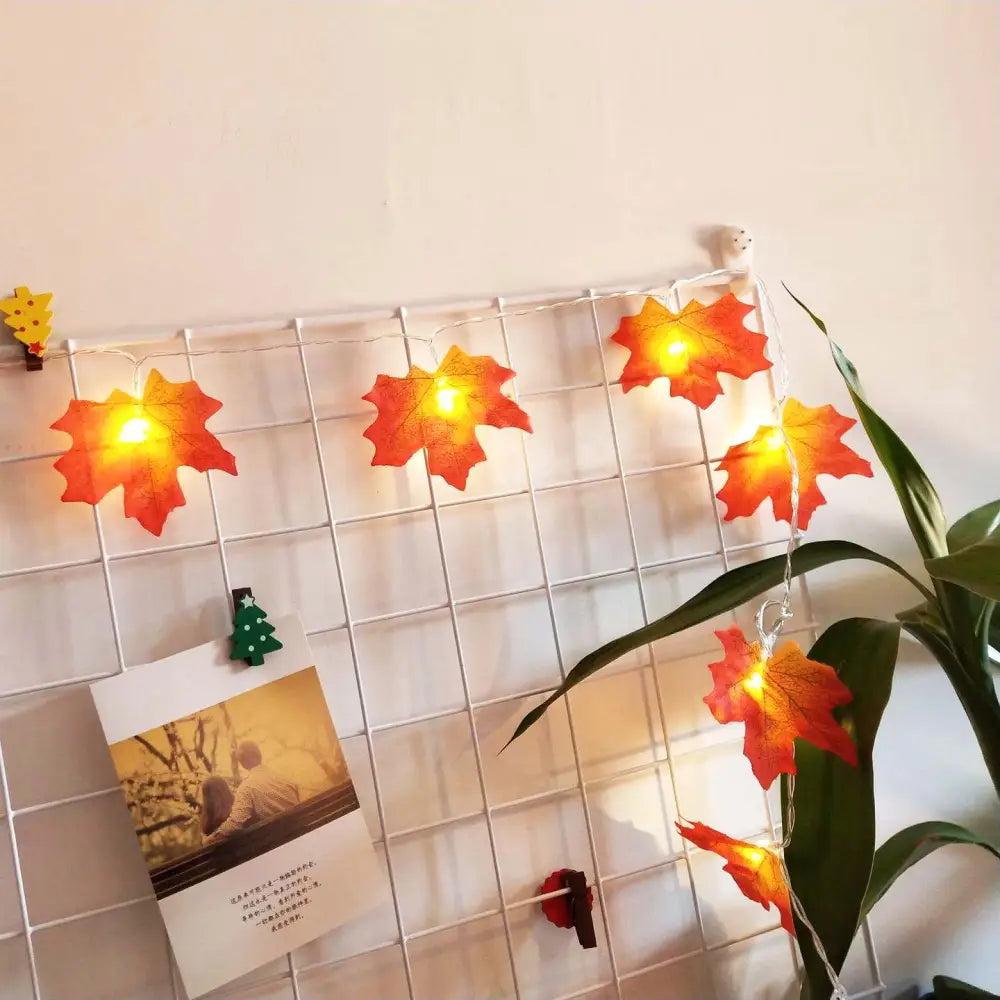 Autumn leaves string lights for aesthetic room ambiance