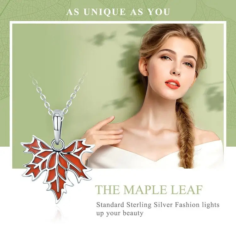 Autumn maple tree leaves 925 sterling silver pendant necklace y2k - necklaces