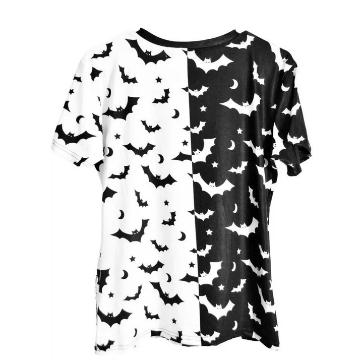 B & w split bat pattern t-shirt - men tshirts