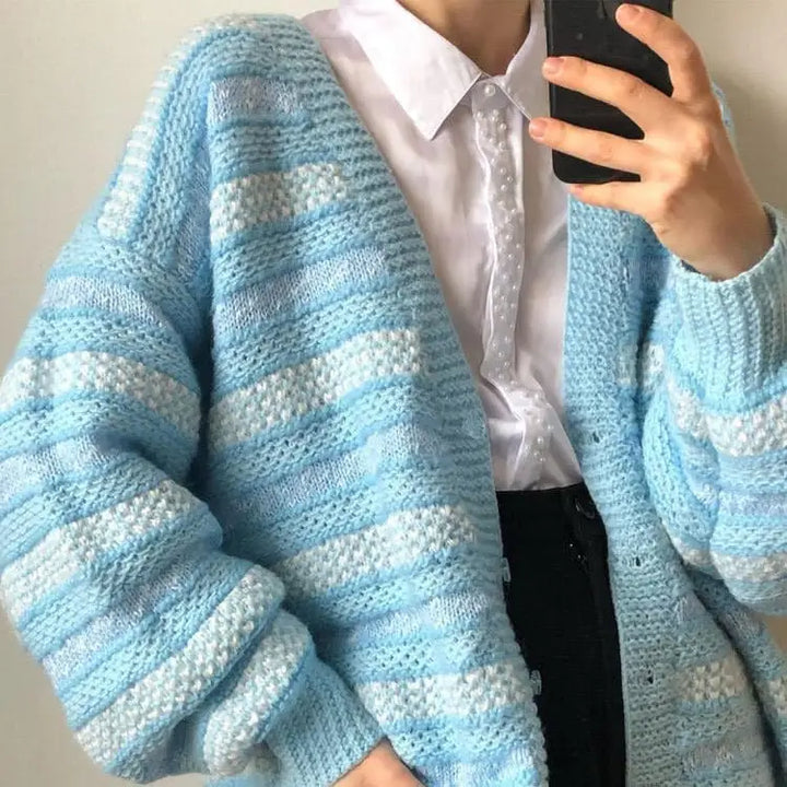 Baby blue striped cardigan