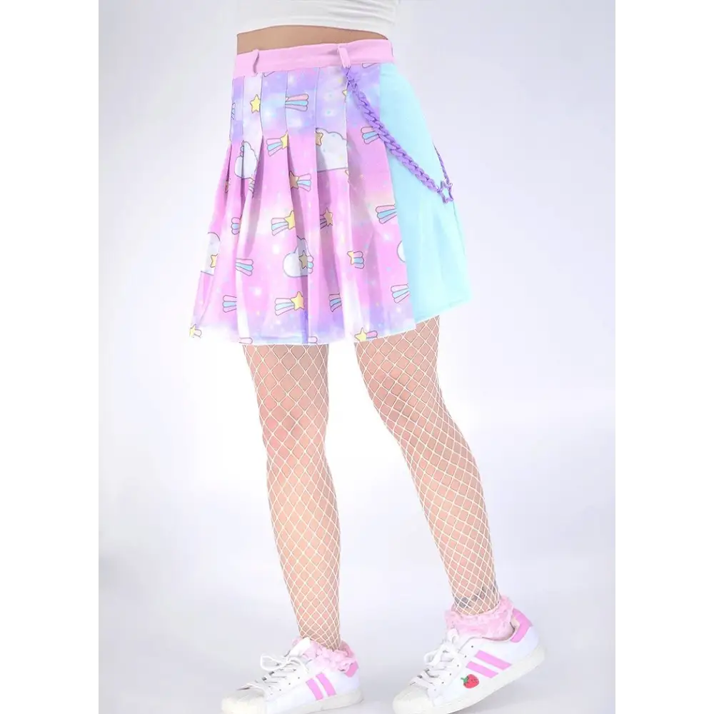 Baby star chain fairy kei pleated skirt - women skirts