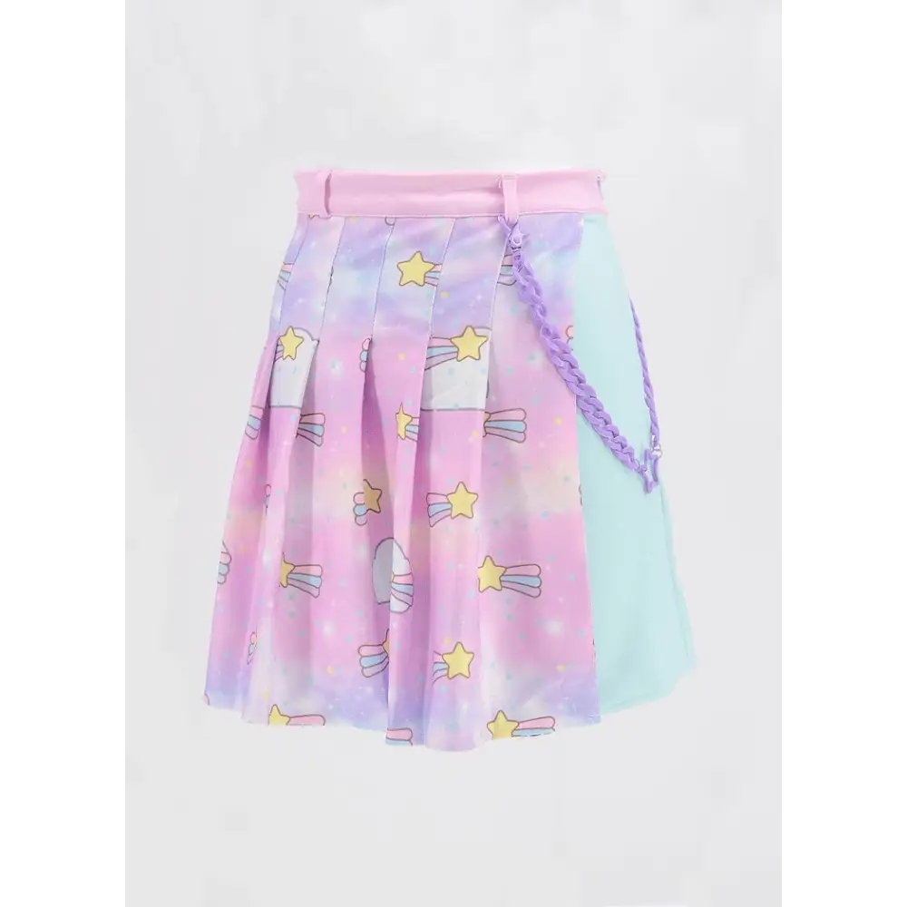 Baby star chain fairy kei pleated skirt - xs - women skirts