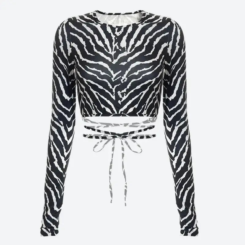 Baddie zebra backless crop top for bold style and allure