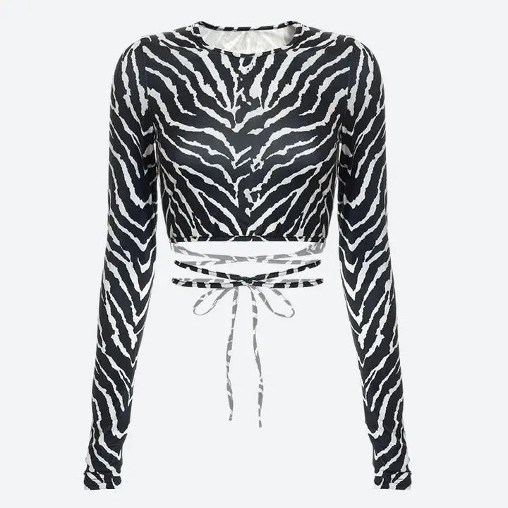 Baddie zebra backless crop top