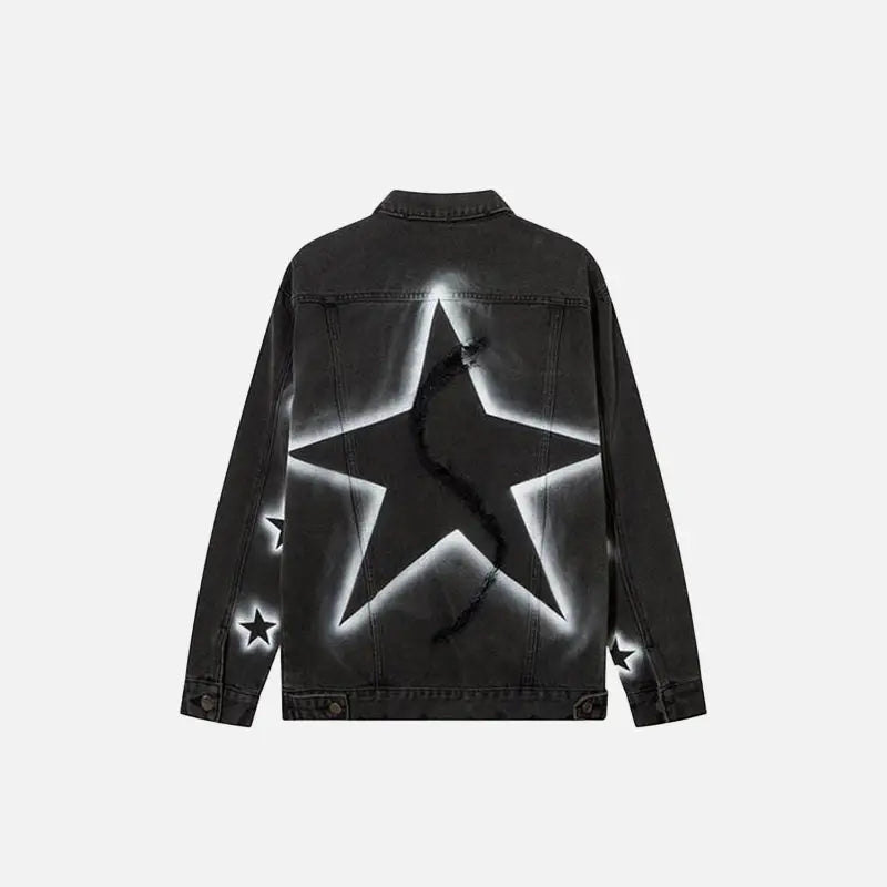 Baggy star washed denim jacket y2k
