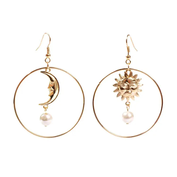 Balance of sun & moon earrings - standart / gold - earrings