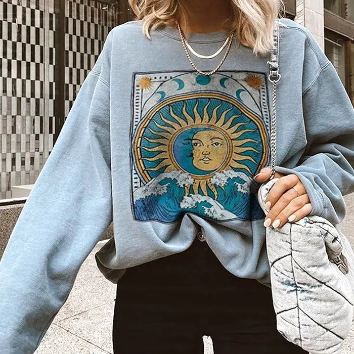 Balance of sun & moon sweatshirt - sweatshirts