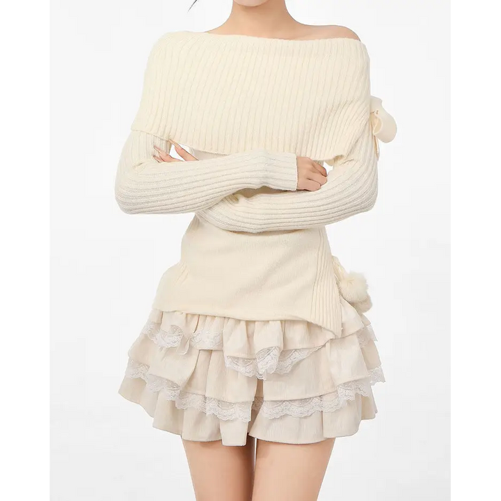 Balletcore of shoulder sweater