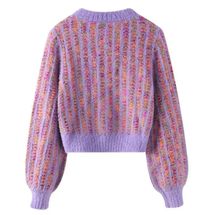 Barbiecore knit cropped cardigan