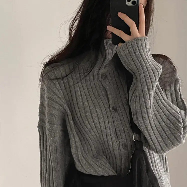 Basic things grey button up jumper - free size / sweaters