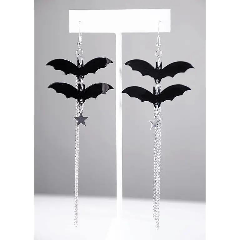 Gothic bat charm earrings for a mysterious fashion statement - earrings