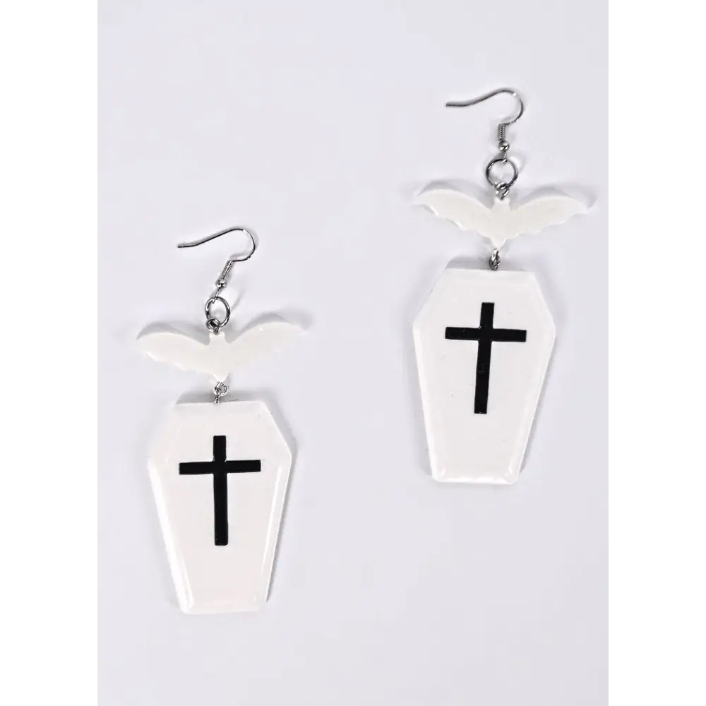 Bat ghost coffin earrings - earrings