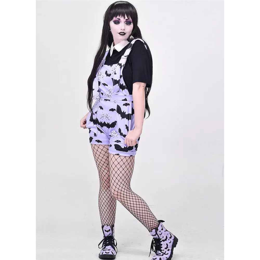 Spooky bat pattern overalls for year-round halloween style - women overalls