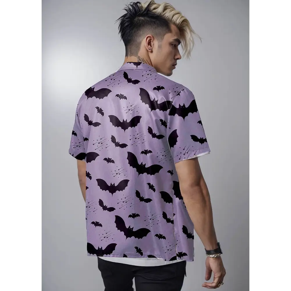 Bat pattern short sleeve button up shirt - hawaiian shirt-merged design