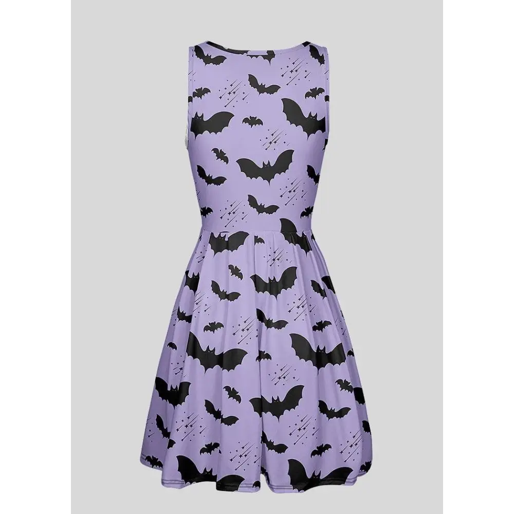 Bat pattern skater pastel goth dress for a whimsical look - women