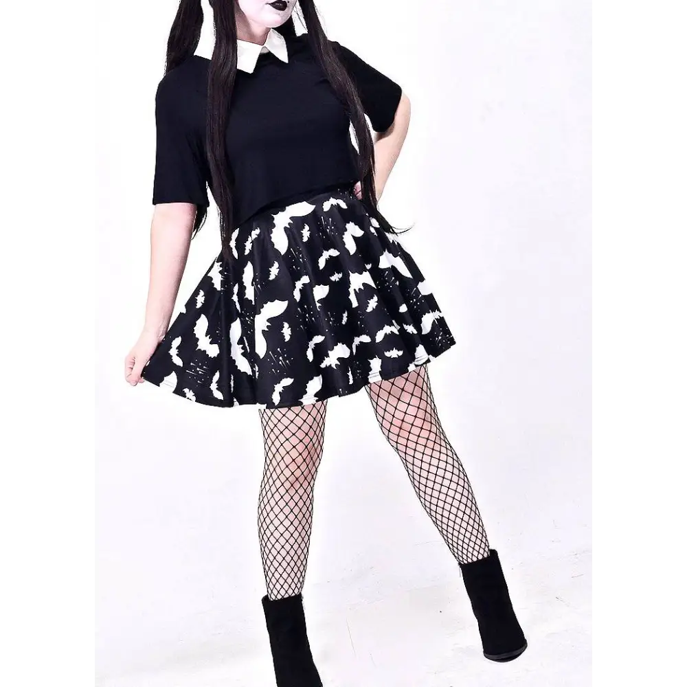 Bat pattern skirt - small-large / black - women dress