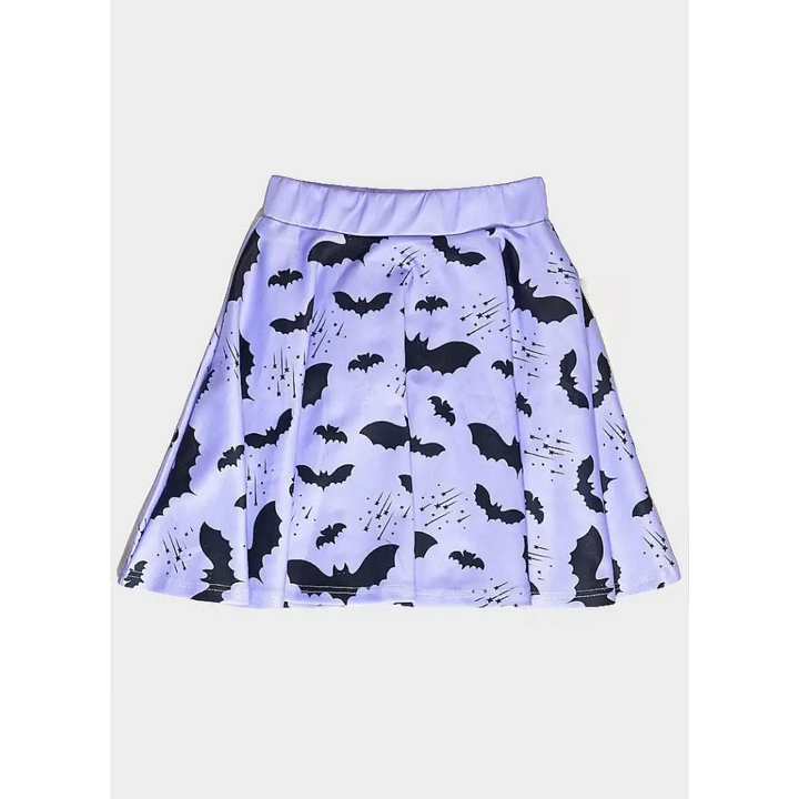 Bat pattern skirt - small-large / lilac - women dress