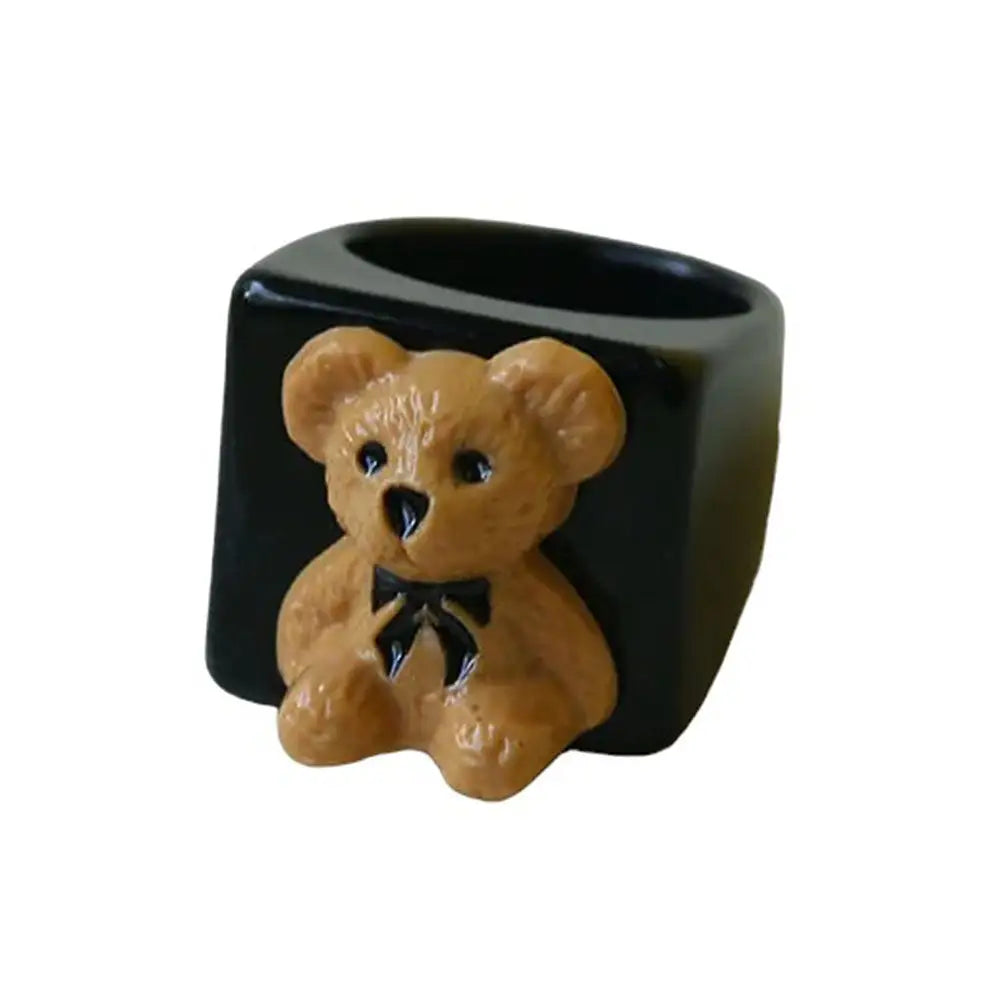 Bear chunky ring - black - ring