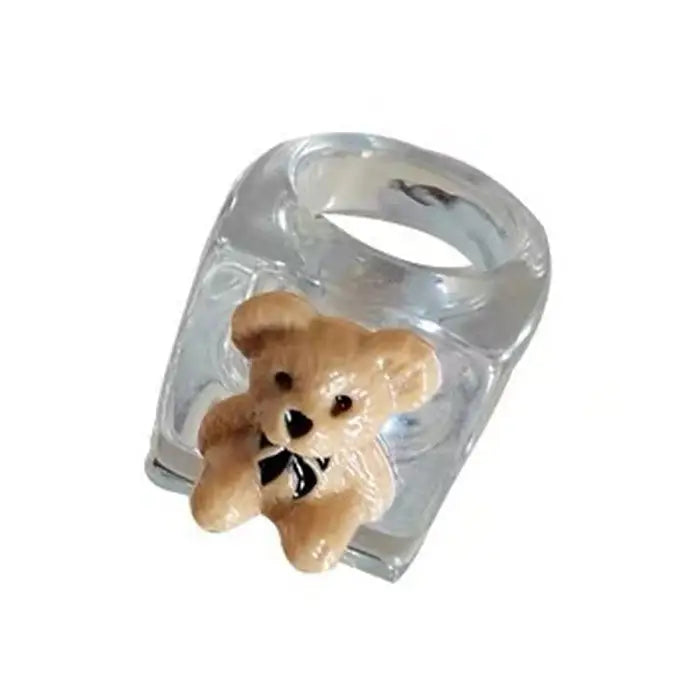 Bear chunky ring - clear - ring