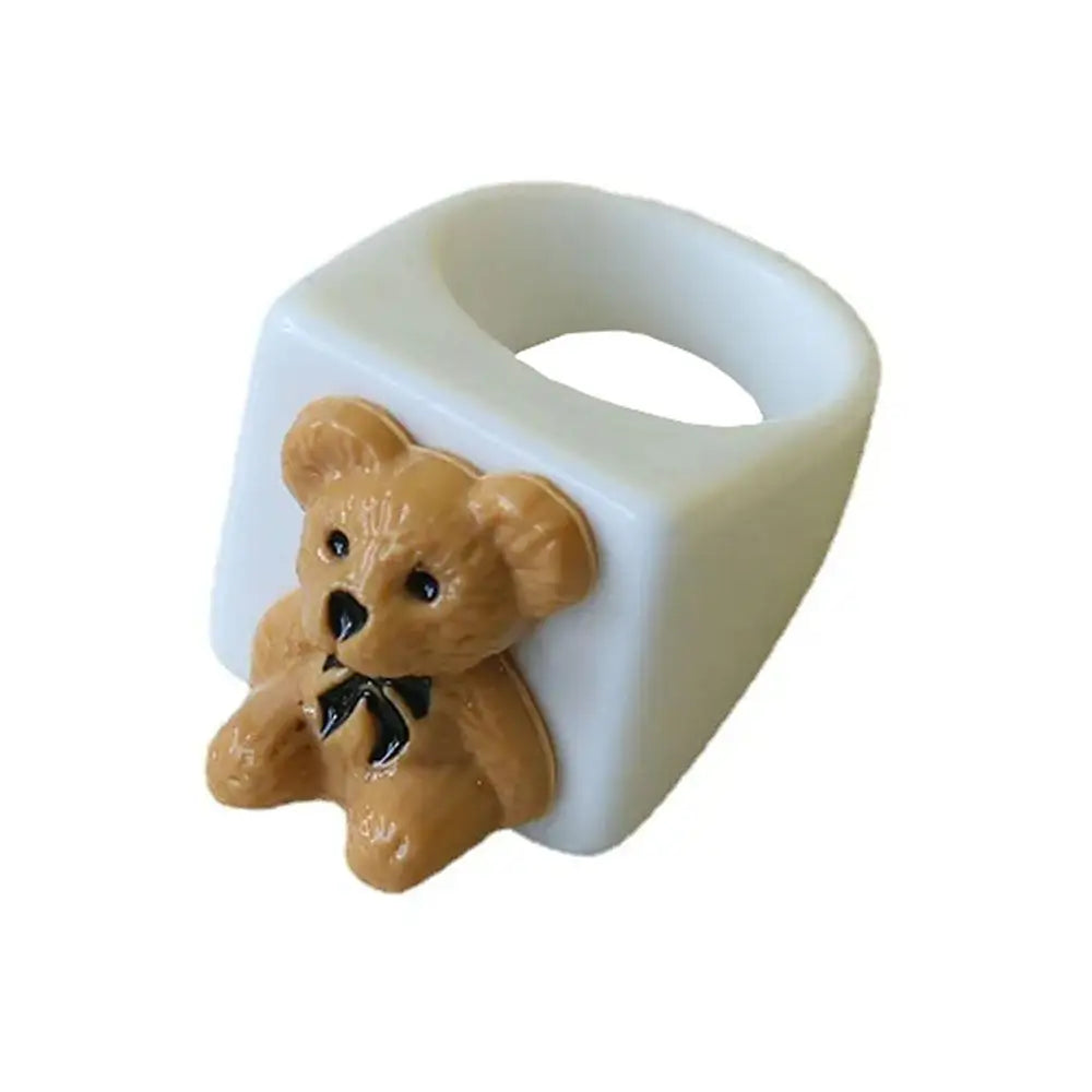 Bear chunky ring - white - ring