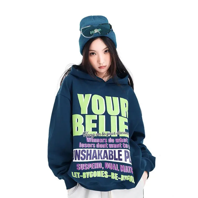 Believe loose oversized hoodie y2k - hoodies