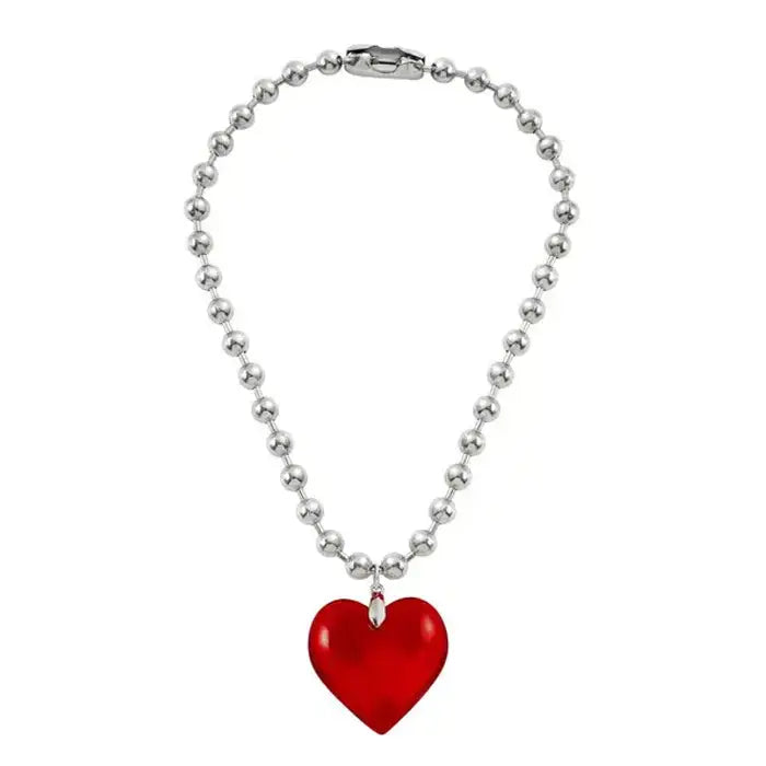 Big heart pendant necklace - standart / red