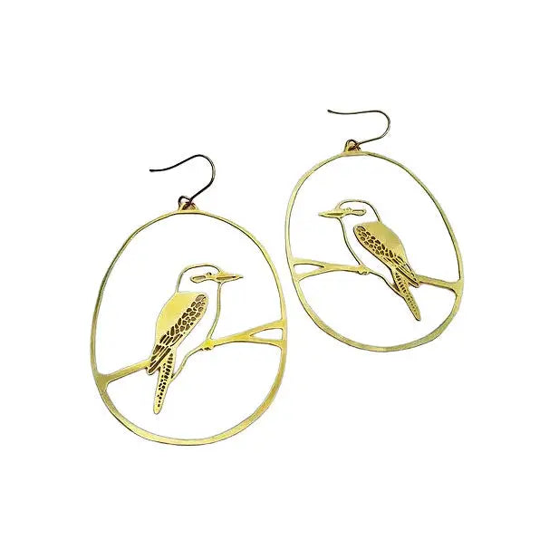 Bird outline aesthetic earrings - standart / gold - earrings