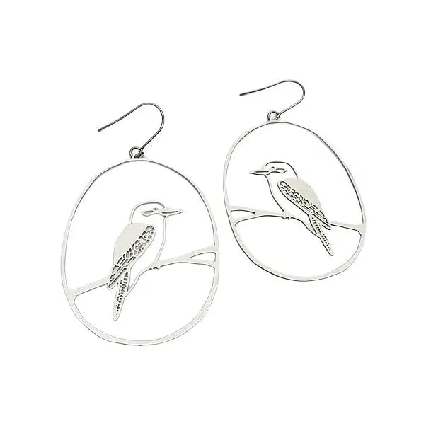 Bird outline aesthetic earrings - standart / silver - earrings