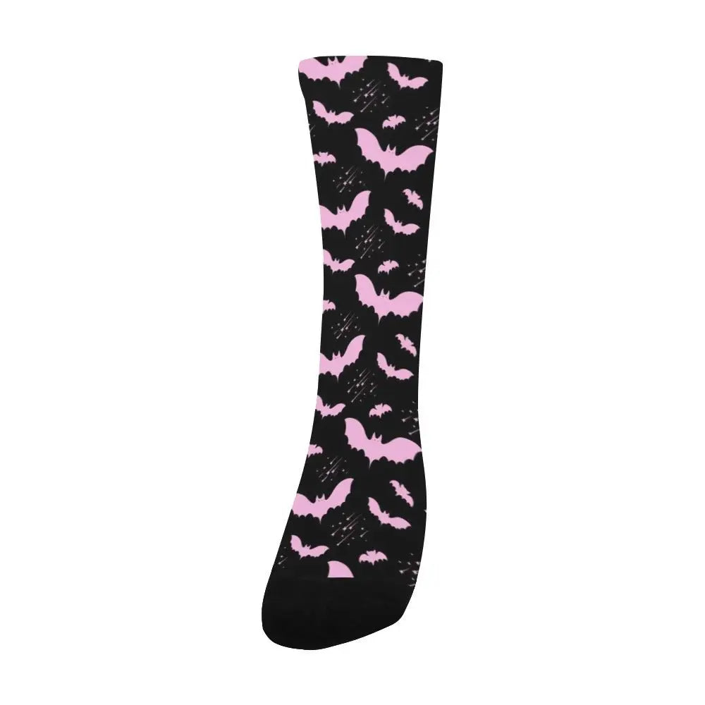 Black and pink pastel goth bat men’s crew socks - one size - custom