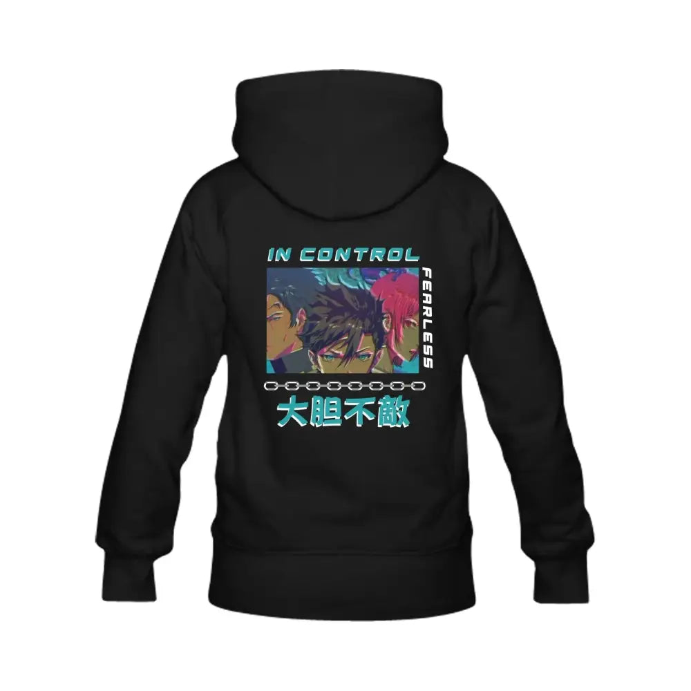 Black anime graphic sweatshirt hoodie with urban y2k style - men’s classic (remake) (h10)