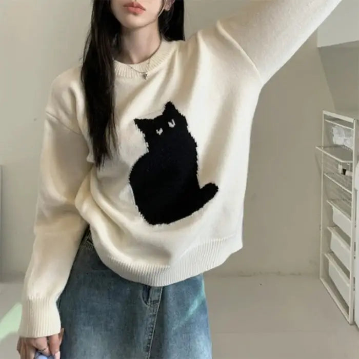 Black cat aesthetic sweater