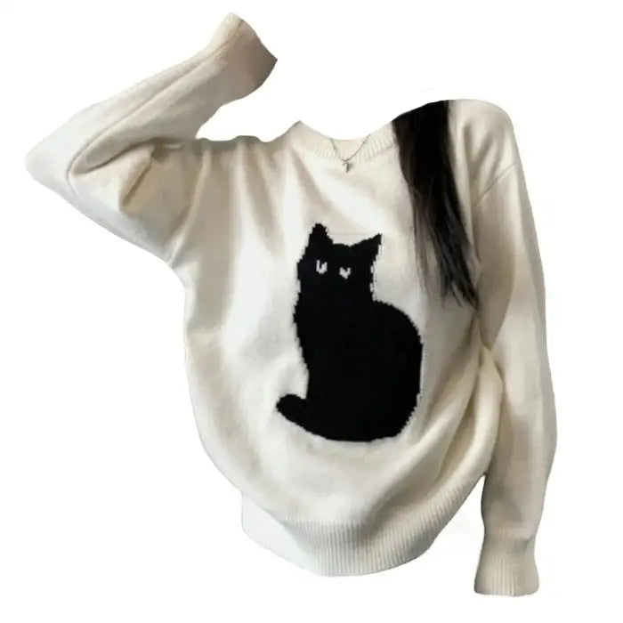 Black cat aesthetic sweater