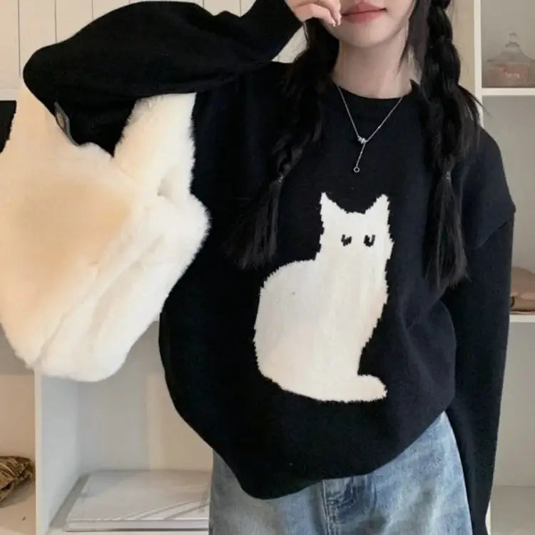 Black cat aesthetic sweater