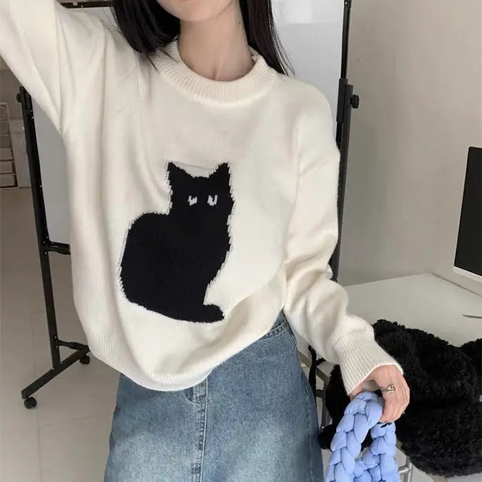 Black cat aesthetic sweater