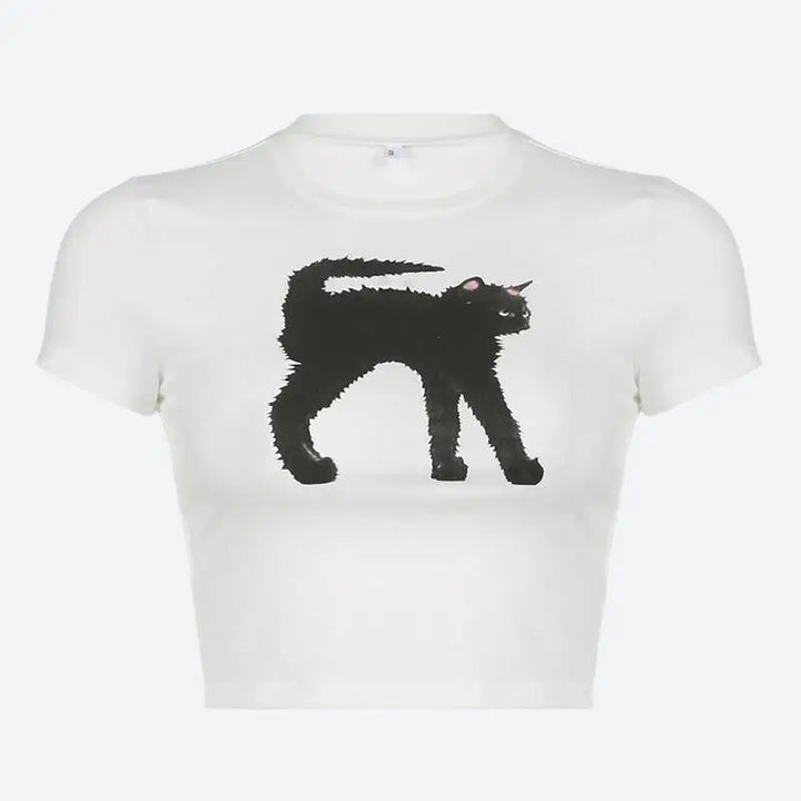 Black cat crop top for stylish lovers