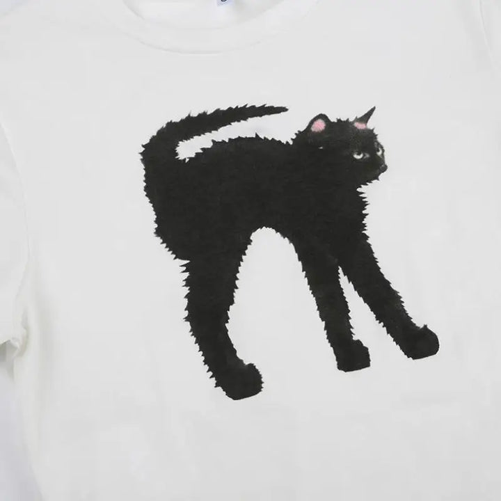 Black cat crop top for stylish lovers