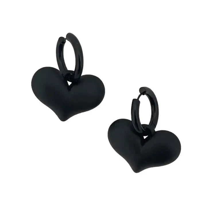 Black heart pendant earrings - earrings