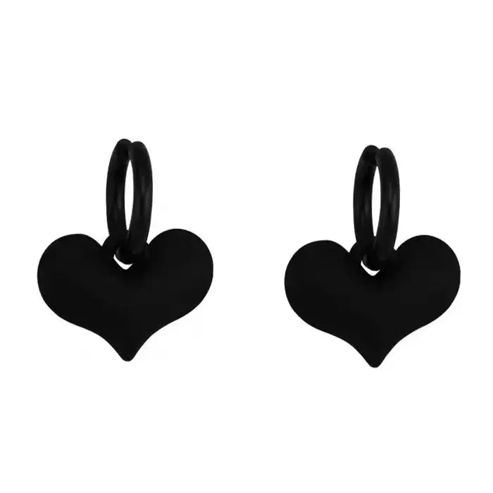 Black heart pendant earrings - standart / earrings