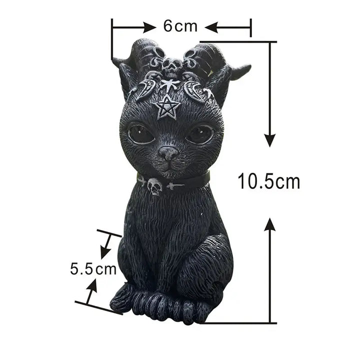 Hand-painted black magic cat figurine for magical home decor