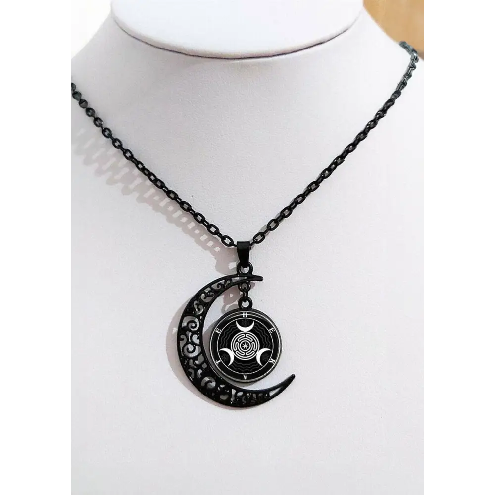 Black moon hecate sigil necklace - one size