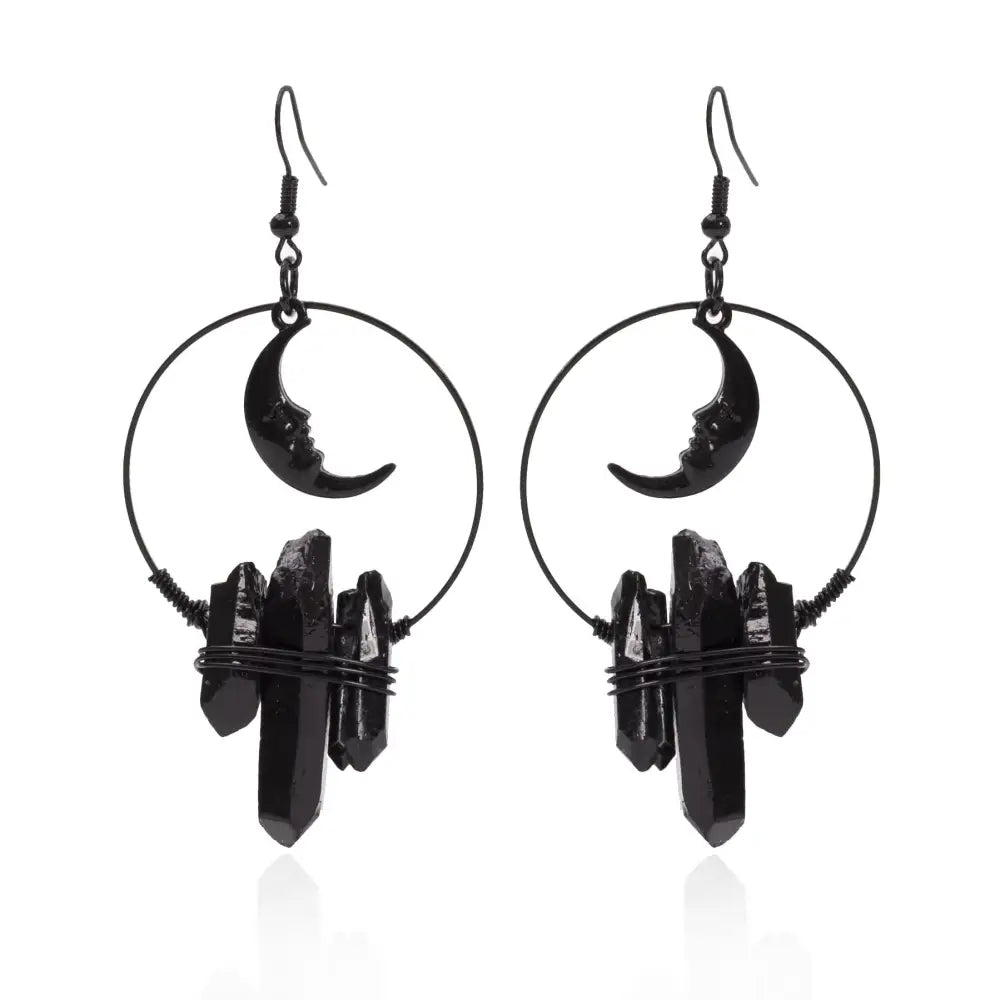 Black moon witch crystal earrings - standart / earrings